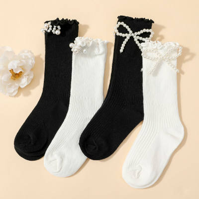 Kid Girl Lolita Style Solid Bowknot Stockings