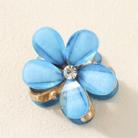 Children's Bangs Clip Crystal Flower Oblique Braided Hair Clip  Blue
