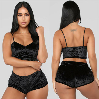 Hot selling European and American erotic lingerie, sexy V-neck slim fit lingerie, multi-color two-piece set