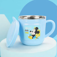 Taza de agua para niños de Disney, taza de leche para bebé de acero inoxidable 316 para el hogar, taza anticaída para la boca del jardín de infantes  Azul