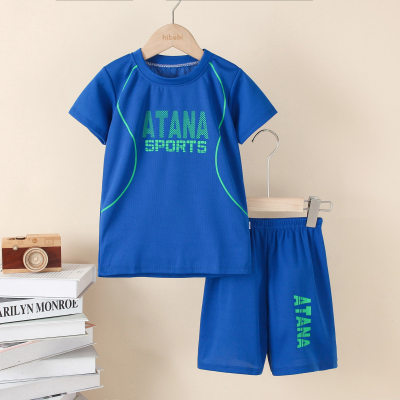 2-piece Kid Boy Letter Printed Short Sleeve T-shirt & Matching Shorts