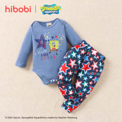 hibobi×Spongebob Baby Cute pentagram print pattern two-piece set