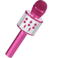 Wireless Bluetooth microphone, mobile phone, karaoke microphone, handheld singing microphone, wireless microphone, audio system  Pink
