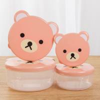 4Pcs Food Storage Containers with Bear Lids Fruit Vegetable Fridge Storage  Pink