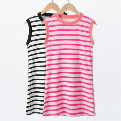 Girls cotton dress summer sleeveless children's striped vest dress
