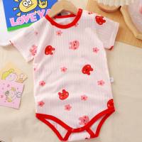 Baby clothes for girls and boys summer spring clothes for girls and boys pure cotton one-piece short-sleeved children's newborn triangle romper  Red