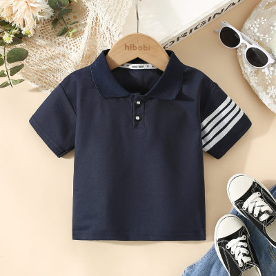 Toddler Boy Stripe Pattern Short Sleeve Polo Shirt
