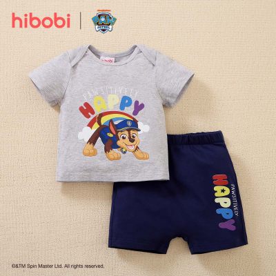 hibobi×PAW Patrol  Baby boy Cartoon Print Short Sleeve T-shirt and Pants Set