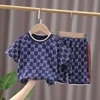 Boys summer clothing 2024 new baby short-sleeved suit handsome Korean style half-sleeved T-shirt 1-5 years old children's clothing summer clothing  Blue