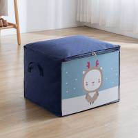 Large capacity quilt storage bag household clothing storage quilt moving packing non-woven storage basket  Navy Blue