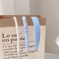 Children's 3 piece set of pearl flower pattern headbands  Blue