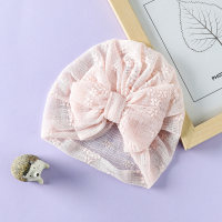 Baby-Mütze mit Schleife und Dekor aus Netzstoff  Rosa