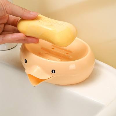 Porte-savon de salle de bains à couvercle rabattable en forme de canard de dessin animé, sans poinçon