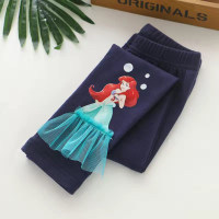 Leggings de ropa de abrigo de dibujos animados lindo Príncipe sólido para niña pequeña  Azul marino