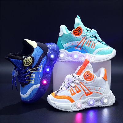 Zapatillas de baloncesto infantiles luminosas y transpirables.