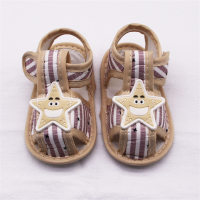 Sandales à semelle souple à rayures étoiles pour bébé  Kaki