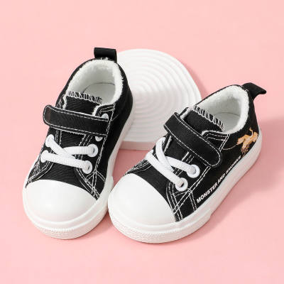 Toddler Boy Letter and Fairy Crane Pattern Velcro Canvas Shoes