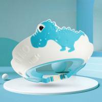 Dinosaur shampoo cap baby silicone eye and ear protection waterproof children's shower cap  Multicolor