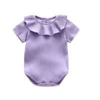 Newborn baby clothes baby crawling clothes summer short-sleeved romper baby clothes lace wrap clothes multi-color optional  Purple