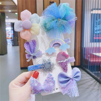 Horquillas con lazo para niños, accesorios para el cabello de princesa, horquillas de tela de flores para niñas coreanas, sombreros de niña pequeña de celebridad de Internet  Azul