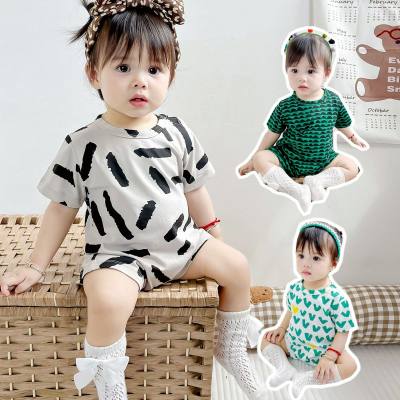 Summer thin short-sleeved baby jumpsuit fashionable romper pure cotton crawling clothes