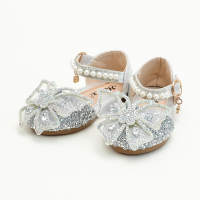 Toddler Girl Lovely Bow Pearl Element Sandals  Silver