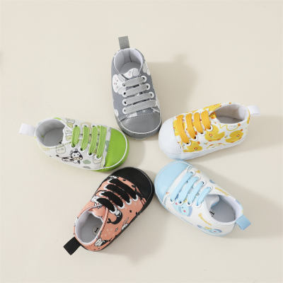 Baby Allover Cartoon Pattern Lace-up Shoes