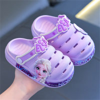 Children's non-slip soft sole Princess Elsa hole shoes sandals  Purple