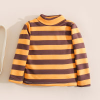 Camiseta infantil de manga comprida com gola alta listrada para menino  Amarelo