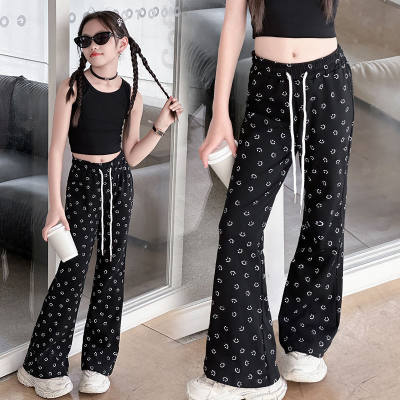 Girls' summer bell-bottom pants are fashionable and thin, versatile and casual, high-waisted, elastic and drapey trousers.