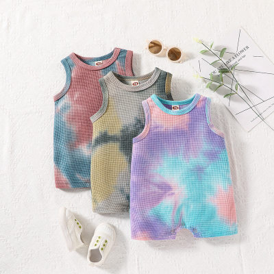 2023 Amazon European and American cross-border summer new baby tie-dye vest one-piece harem baby and child outdoor crawling suit