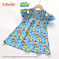 هيبوبي x سبونجبوب فستان بناتي صغير لطيف مطبوع عليه رسوم كرتونية فطريات من على الكتف - Hibobi