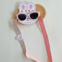 2PCS Cat Eye Sunglasses Fabric Glasses Chain Set Travel Sunshade Sunglasses  Pink