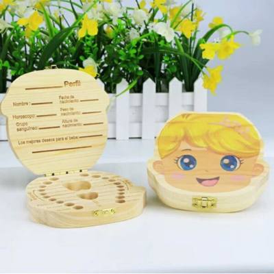 Painted tooth box for boys and girls, baby tooth box, fetal hair and umbilical cord souvenir box, tooth collection box, baby souvenir
