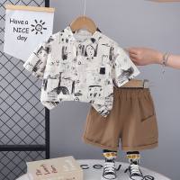 Boys' short sleeve suits new summer two piece suits  Black