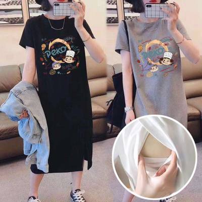 Nursing dress summer outing hot mom style fashion cartoon t-shirt skirt breastfeeding clothes maternity clothes summer clothes