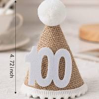 Sombrero de cumpleaños de lino ins, tocado de cumpleaños para bebé de un año, decoración de diseño, suministros para fiesta, accesorios para fotos  Multicolor
