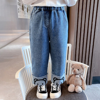Girls' jeans spring new fashion casual trousers