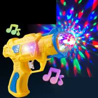 Pistola de juguete con iluminación eléctrica, pistola de proyección colorida, flash, música, sonido y luz  Amarillo