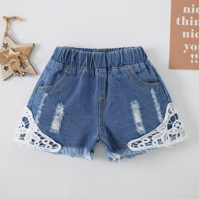 Toddler Girls Cotton Thin Solid Lace Shorts