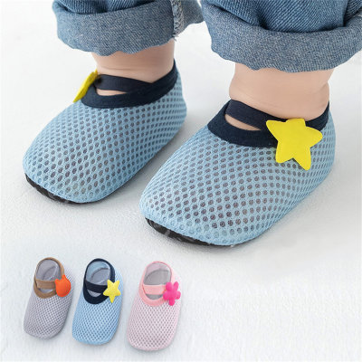 Calcetines antideslizantes con estampado de estrellas de color liso para bebé