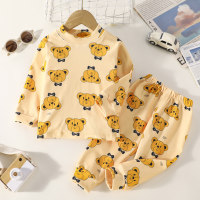 2-piece Toddler Boy Bear Printed Long Sleeve Top & Matching Pants  Yellow