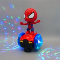 360 Rotating Music Light Spider Man Toy, Universal Balance Car Spider Toy  Red