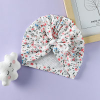 Bandeau bébé en pur coton à imprimé floral et nœud papillon  Rose