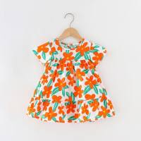 Girls dress beach dress suspender vest dress small children's cotton spring and summer princess dress  Orange