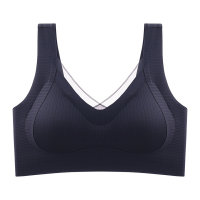 No trace underwear women's no steel ring comfortable soft support beautiful back bra  Black
