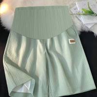 Pregnant women's shorts for summer wear, thin ice silk wide-leg pants, summer loose casual straight sports shorts, summer clothes  Green