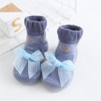 Children's bowknot mid-tube breathable indoor socks shoes toddler shoes  Blue