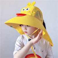 Sombrero de pescador de estilo de dibujos animados de color sólido de algodón puro para niños  Amarillo