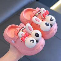 Sandales à motif de dessin animé 3D lapin pour enfants  Rose